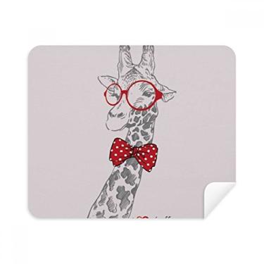 Imagem de Óculos girafa bonito pano de limpeza de tela de telefone 2 peças tecido de camurça