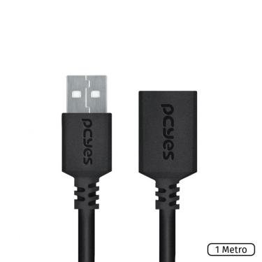 Imagem de Cabo Extensor USB A 2.0 Macho Para USB A 2.0 Fêmea 28AWG Puro Cobre 1 Metro - PUAMF2-1