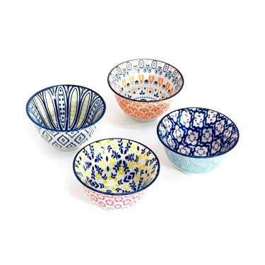 Imagem de Conjunto de Mini Bowls Redondos em Cerâmica 4 Peças Estampados 8,5cm