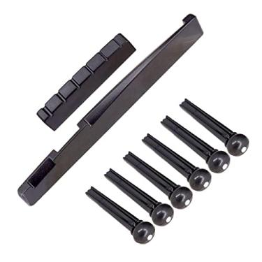 Imagem de 8 peças de pinos de ponte de guitarra porca de sela para