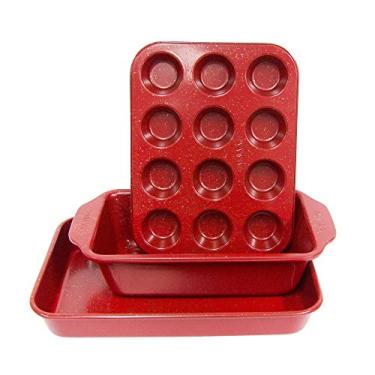 Imagem de Conjunto de 3 peças de forno de torradeira CasarWare (bolo, mini abafador 12 xícaras), Red Granite, 1