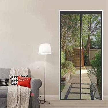 Imagem de Porta de tela magnética, auto-adesiva sem socos em casa, Cortinas de porta de fechamento automáticas, fácil para animais de estimação entrarem, Black,-250x195cm(98x76inch)