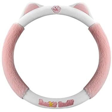 Imagem de Cobertura de volante fuzzy - Capa de volante respirável adorável | Capa de volante de carro de inverno quente para mulheres meninas, acessórios universais para carros de 15 polegadas Chunyue