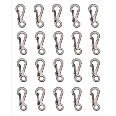 Imagem de Mini Skater 20 peças mini fivela suspensa mola fechos de mochila gancho de metal chaveiro EDC chaveiro ganchos de garrafa paracord equipamento de sobrevivência tático (cinza arma)