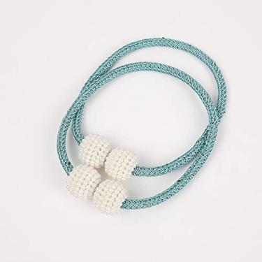 Imagem de Acessórios de cortina de fivela magnética de corda de flores criativas acessórios de cortina simples pequenas pulseira de fivela magnética de pérola, T7,2 PCS