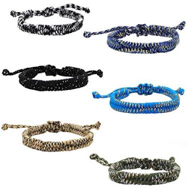 Imagem de FROG SAC Conjunto de 6 pulseiras de amizade de paraquedas para meninos, conjunto de pulseiras trançadas com cordão de paraquedas, joias trançadas, enchimentos de cesta de Páscoa para adolescentes
