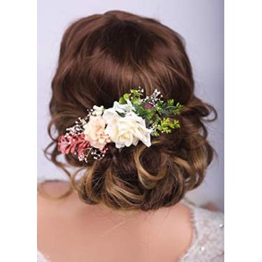 Imagem de Kercisbeauty lindo pente de cabelo de flor vintage para festa de jardim, casamento, noiva, festa, festa de casamento, festa de noiva, vestido de noiva
