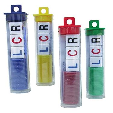 Imagem de UNKNOW BRAND LCR - Jogo de dados do centro esquerdo direito - 4 conjuntos - (chips de cores sortidas) Você recebe 4 tubos! por CHH