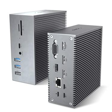 Imagem de Estação de ancoragem QIYO 16 em 2 USB C estação de ancoragem com dois monitores para MacBook Pro Air (não para M1), Dual 4K HDMI, VGA, 6 USB, RJ45 e leitor de cartão SD/TF, tela tripla para MacOS com Thunderbolt 3