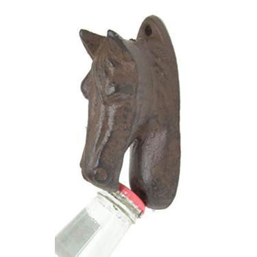 Imagem de Abridor de garrafas de cabeça de cavalo montado na parede de ferro fundido