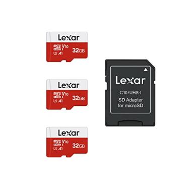 Imagem de Lexar Cartão micro SD de 32 GB, pacote com 3, cartão de memória microSDHC UHS-I Flash com adaptador – até 100 MB/s, U1, Class10, V10, A1, cartão TF de alta velocidade (3 cartões microSD + 1 adaptador)