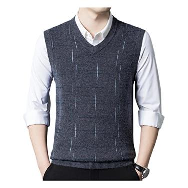 Imagem de Colete Masculino De Suéter, Capota De Malha De Malha De Pescoço Casual Em V, Tampa De Malha,