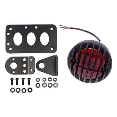 Imagem de TOTMOX Luz de freio traseira de motocicleta com caixa de alumínio e suporte mental placa de licença de montagem lateral com lanterna traseira, luz traseira LED de motocicleta parada luz traseira lâmpada de placa de licença