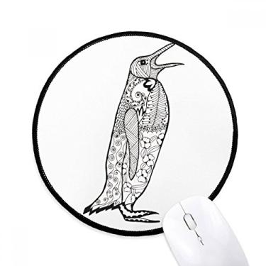 Imagem de Tapete de rato bonito de pinguim desenho de retrato de animal tapete redondo para computador