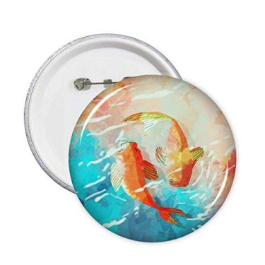 Imagem de Peixe vermelho Koi Aquarela Estilo Japão, Broche Emblema Botão Decoração 5 peças