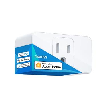 Imagem de meross Smart Plug Mini, 15A e Wi-Fi confiável, suporta Apple HomeKit, Siri, Alexa, Echo, Google Assistant e Nest Hub, controle de aplicativo, temporizador, sem necessidade de hub, apenas WiFi 2,4G, 1