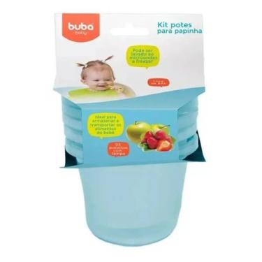 Imagem de Kit 3 Potes Para Papinha Bebe Azul Buba