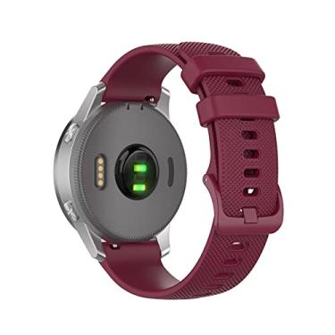 Imagem de HAZELS 18 20 22mm Pulseira de relógio para Garmin Venu Vivoactive 3 Vivomove HR Pulseira de silicone Vivoactive4 4S Forerunner 245 645 (Cor: vinho, Tamanho: 20mm Universal)