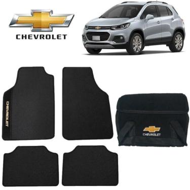 Imagem de Bolsa Automotiva e Tapete Chevrolet Tracker Preto Bordado