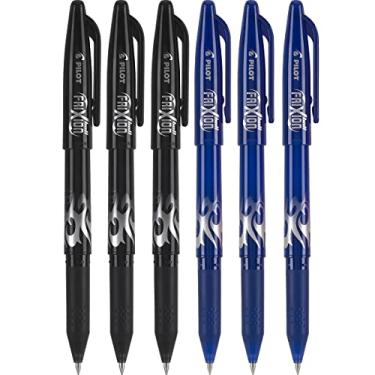 Imagem de Pilot FriXion Ball canetas de gel apagáveis de 0,7 mm, ponta fina, 3 canetas pretas e 3 canetas azuis (pacote com 6), Black/Blue, 6 Pack