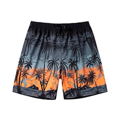 Imagem de Calções de banho masculinos primavera quente férias praia praia shorts shorts masculinos plus size, Preto, G