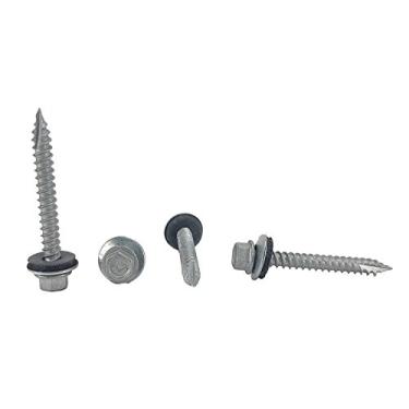 Imagem de #9 x Parafuso de telhado de metal com cabeça sextavada de arruela de 3,5 cm *(vários tamanhos na listagem)* Metal autopartida / auto-roscante para madeira, telhado de chapa metálica, parafusos de
