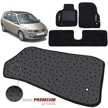 Imagem de Jogo de Tapete Carpete Tevic Pinado Compatível Com Renault Grand Scenic 2008 09 Impermeável Lavável Logo Bordado 5 Peças
