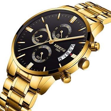 Imagem de Relógio Masculino Nibosi Dourado Cronógrafo Quartzo 100% Funcional