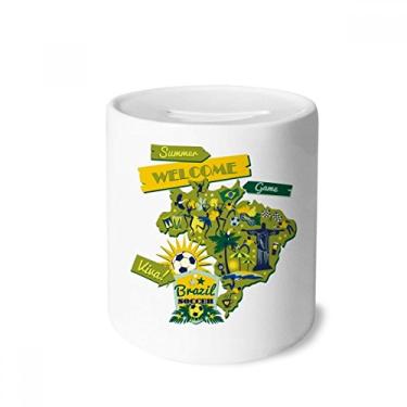 Imagem de DIYthinker Caixa de moedas de cerâmica Welcom para futebol de verão no Brasil, presente de cofrinho