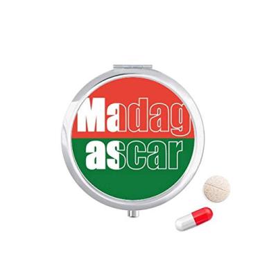 Imagem de Porta-comprimidos com nome da bandeira do país de Madagascar, caixa de armazenamento de remédios