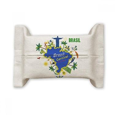 Imagem de Mount Corcovado Brazil Mapas Carnaval Brasil Suporte de capa de papel para lenços faciais Bolsa de linho de algodão