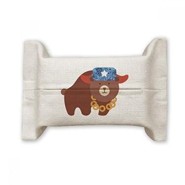 Imagem de Bolsa de linho de algodão com estampa de urso com símbolo nacional da Rússia