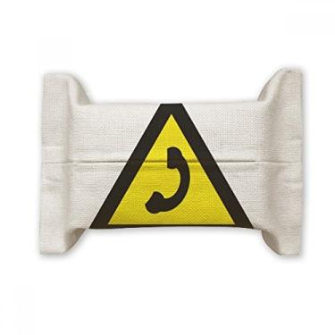 Imagem de Símbolo de aviso amarelo preto chamando triângulo proibido capa de papel de tecido facial bolsa de linho de algodão