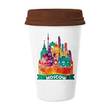 Imagem de Caneca da Rússia com pintura de catedral de Moscou, caneca de cerâmica para copo de café