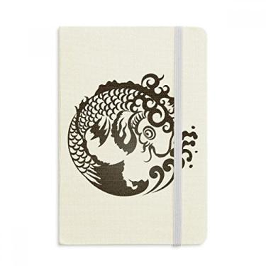 Imagem de Caderno de desenho de linha, estampa de ondas de peixe, capa dura de tecido, diário clássico