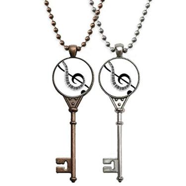 Imagem de OFFbb-USA Colar com pingente de chave de piano de alto minuto com símbolo musical para decoração de casais