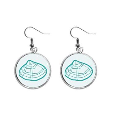 Imagem de Brinco feminino de prata com ilustração verde Marine Life Scallop