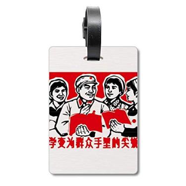 Imagem de Livro Mulher Soldado Patriotismo Vermelho Bolsa Etiqueta Bagagem Cartão Scutcheon Etiqueta