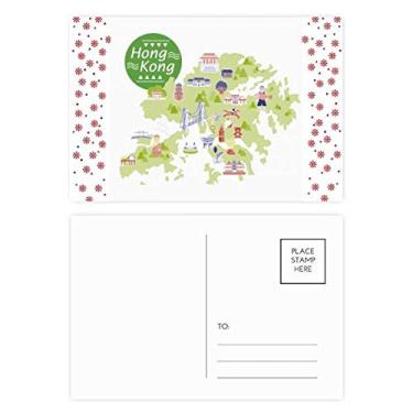 Imagem de Mapa de Hong Kong Atrações China Natal Flor Celebração Cartão Postal Bênção Cartão Postal