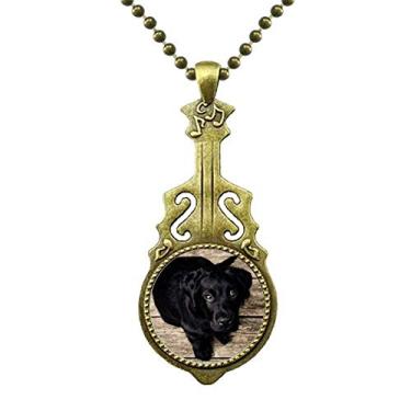 Imagem de DIYthinker Colar de cachorro preto Lonely Night com pingente de guitarra antiga