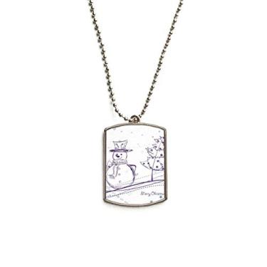 Imagem de DIYthinker Colar de aço inoxidável com pingente de placa de identificação de cachorro com desenho de árvore de floco de neve mas