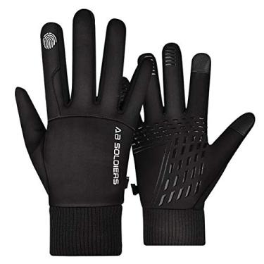 Imagem de Luvas de inverno para homens, luvas térmicas à prova de vento, antiderrapantes, tela sensível ao toque e clima frio, luvas de lã espessa à prova d'água para ciclismo ao ar livre, corrida, ciclismo
