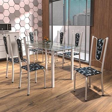 Imagem de Conjunto de Mesa Tubular 6 Cadeiras 140cm com Tampo de Vidro Melissa Soma Móveis