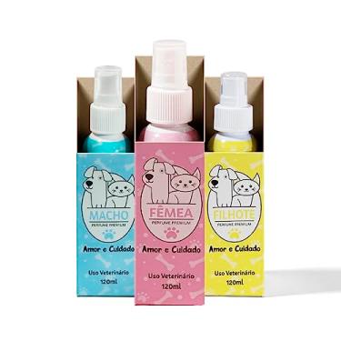 Imagem de Kit 3 Perfumes Cheirinho PET Amor e Cuidado - Cães e Gatos - 1 de cada - Desperte a Elegância em Seu Pet