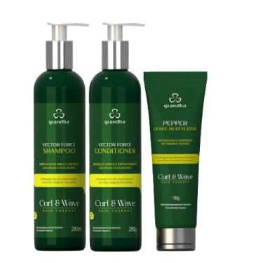 Imagem de Kit Grandha para Cachos e Crespos Vector Force Curl Wave Manutenção e Cuidado para Cabelos Cacheados e Ondulados