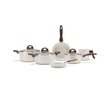 Imagem de Conjunto de Panelas Brinox 6 Peças Ceramic Life Smart Plus com Revestimento Antiaderente Cerâmico e Tampa de Vidro com Saída de Vapor 2.5 mm - Vanilla