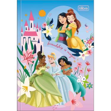 Imagem de Caderno Pequeno Brochura Personagens Princesas 80 Folhas Capa Dura Tilibra | Desenho Animado