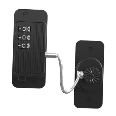 Imagem de Gralara Fechadura de Combinação de Gavetas E Janelas, Trava de Geladeira, Cabo de aço de 17.3cm, Instalação Fácil, Trava Sem Chave para Portas Pequenas, Acess, preto, Tamanho real