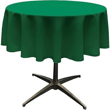 Imagem de LA Linen Toalha de mesa de popelina de poliéster 147 cm redonda, esmeralda verde