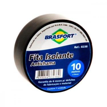 Imagem de Fita Isolante Brasfort 10M X 19mm Preta 8238 - Kit C/10